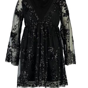 sequin mini skater dress